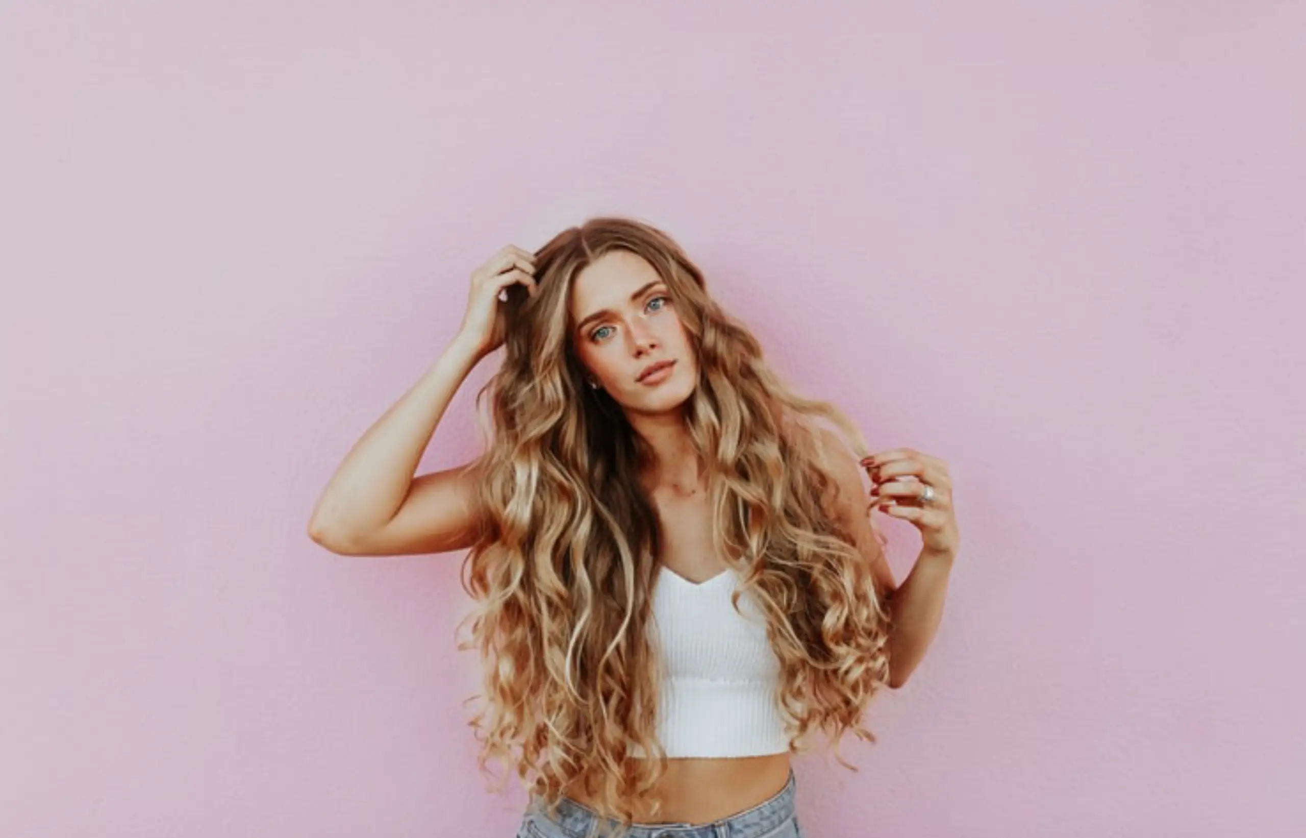 Healthy curly Hair model posing