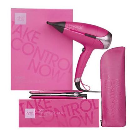 GHD Pink Orchid Limited Edition Helio Dryer and Gold Straightener