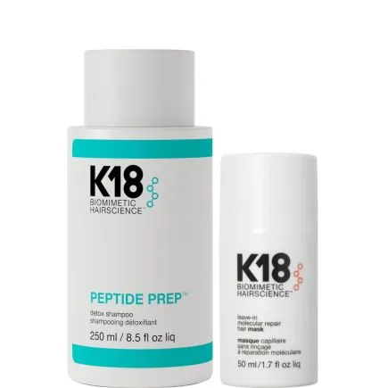 K18 Leave-In Molecular Hair Mask & Peptide Prep Detox Shampoo Set