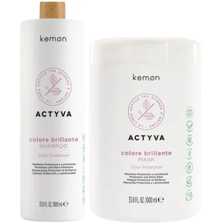 Kemon Actyva Colore Brillante Shampoo and Mask 1 Litre Set