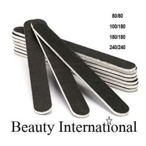 Beauty International Black Straight Nail Files 10 Packs